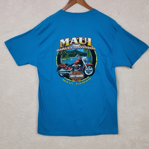 Harley Davidson Teal Maui Hawaii Ride In Paradise Biker T-Shirt Sz L - Picture 4 of 10